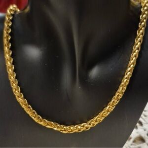 Vintage Monet signed for Gold Tone Braided Chunky Chain Necklace 18"